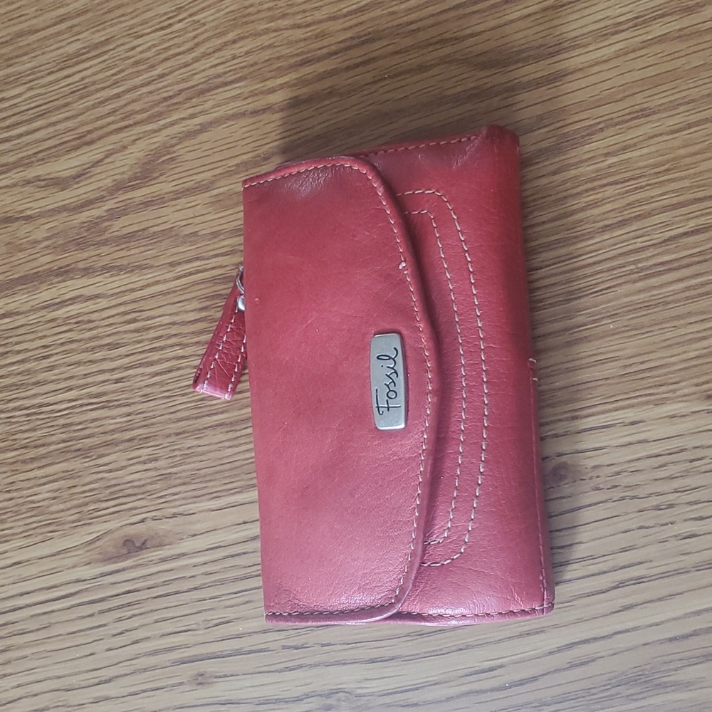 Fossil red leather wallet